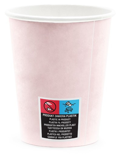 6 różowych papierowych kubków urodzinowych 220 ml