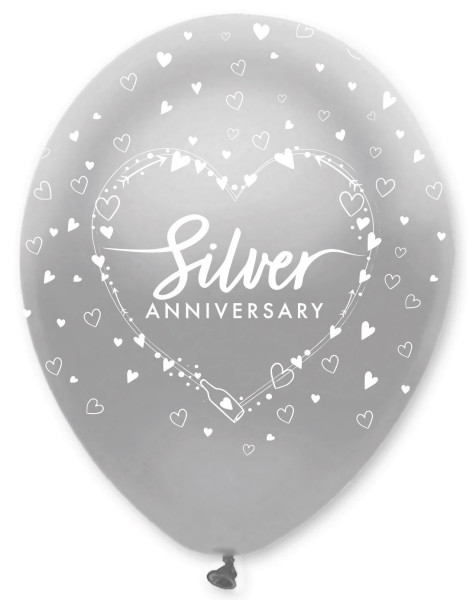 6 sølv jubilæumsballon 30 cm