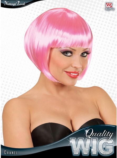 Pink soft women's bob wig 2