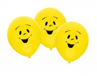 6 smiling smiley balloons