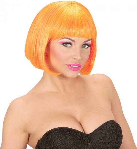 Orange neon bob wig 2
