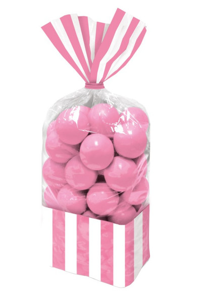 10 striped candy buffet bags light pink