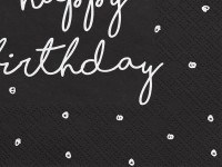 20 Happy Birthday Napkins black 33cm