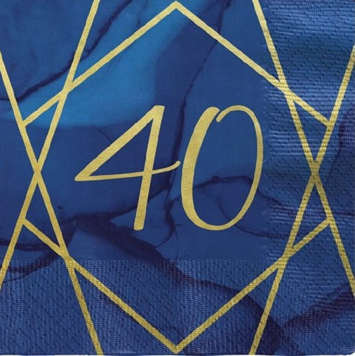 16 serviettes luxueuses anniversaire 40 ans 33 cm