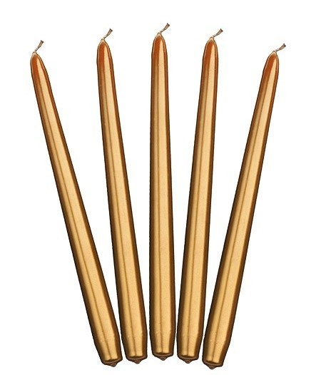 10 taper candles Lucia gold 24cm
