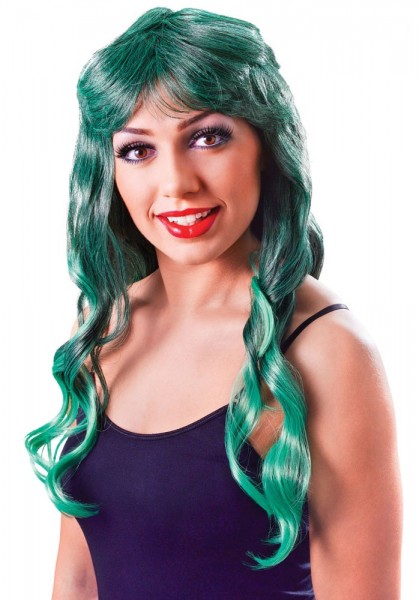 Długa peruka zielona glamour