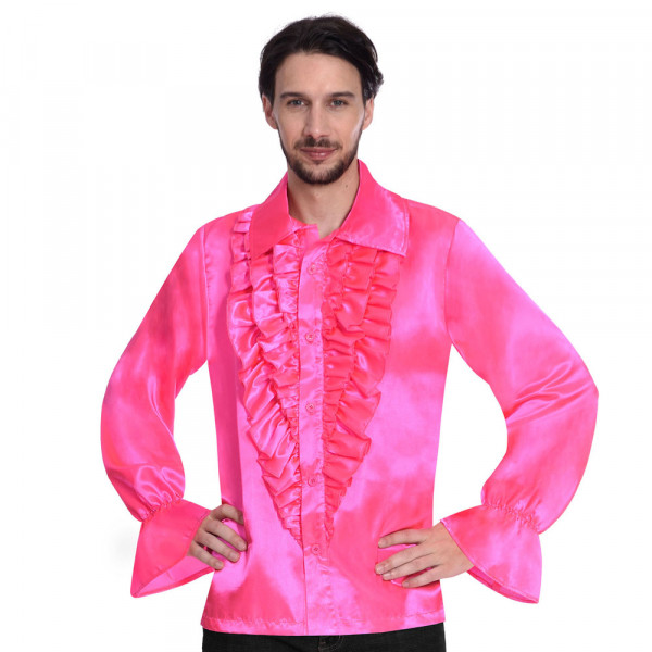 Flæseskjorte i pink til mænd