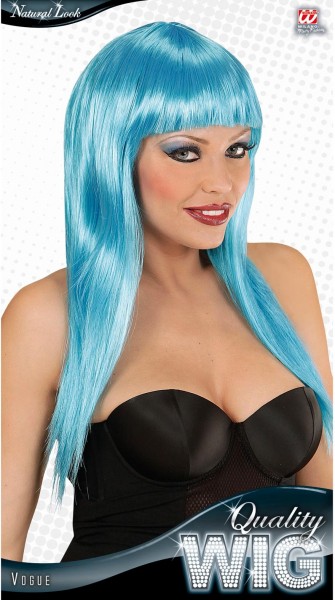 Perruque cheveux longs bleu clair 2