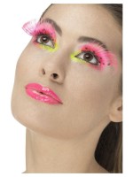 Neon pink feather eyelashes