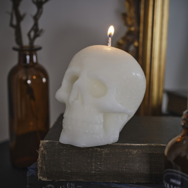 Weiße Totenkopf Kerze 11cm