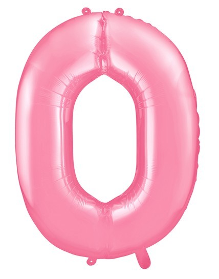Nummer 0 folieballong rosa 86cm