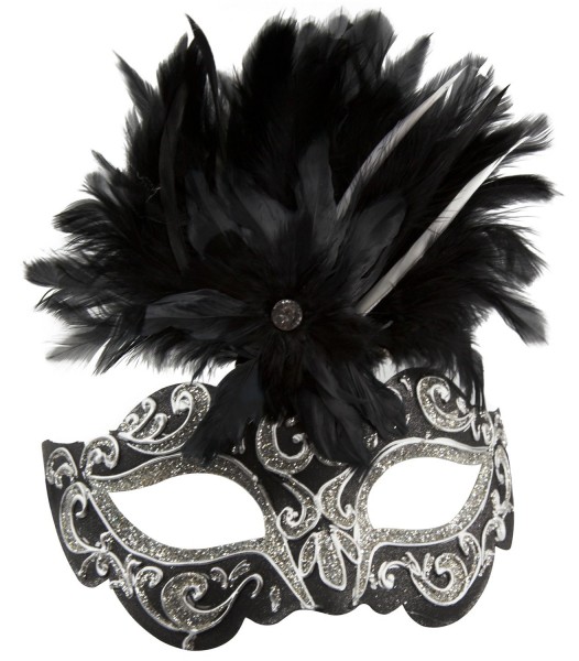 Máscara de purpurina veneciana negra