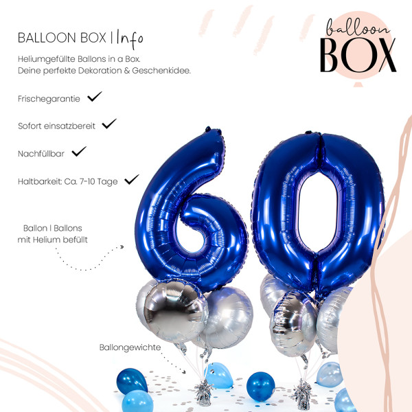 10 Heliumballons in der Box Blau 60 3