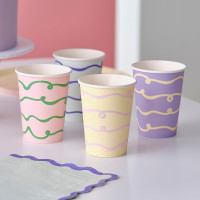 8 vasos de papel Bella Pastel 250ml