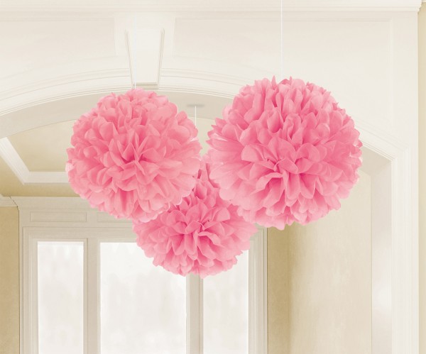 3 pompones rosas de decoración Romance