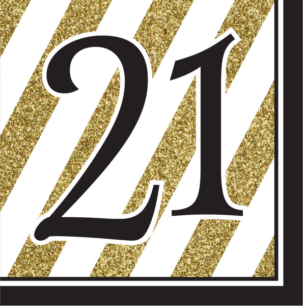 16 Magiske servietter til 21. fødselsdag 33cm