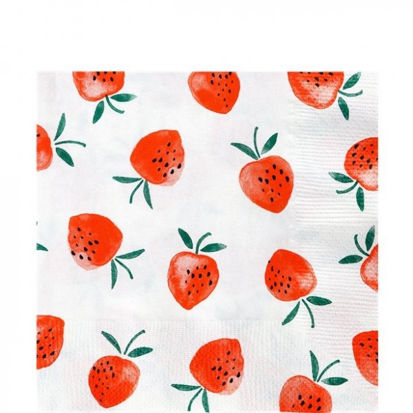 20 serviettes fraises 33x33cm