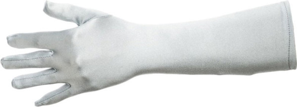 Klassische Satin Handschuhe 40cm Silber 4