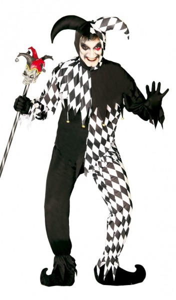 Harlequin court jester herre kostume