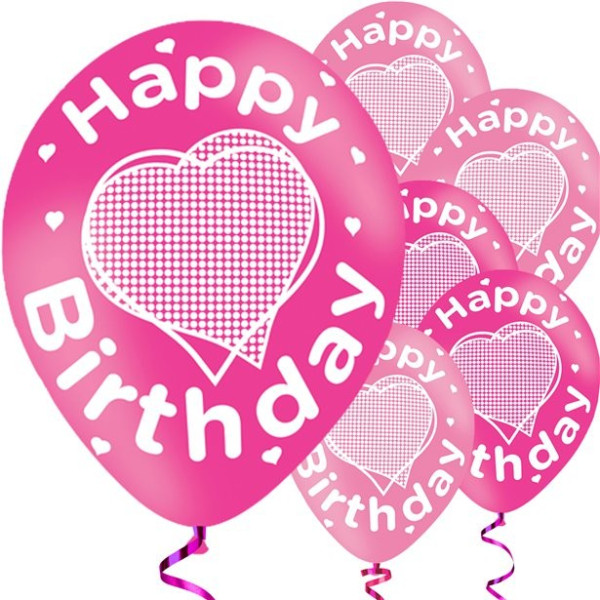 6 latex ballonnen roze Verjaardag 28cm