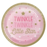 8 Twinkle Pink Star papieren borden 23cm