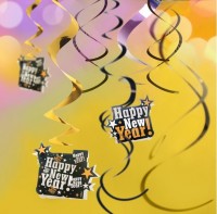 Preview: 5 New Year's Eve spiral hangers 60cm