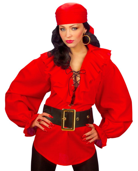 Blouse femme pirate rouge Sila