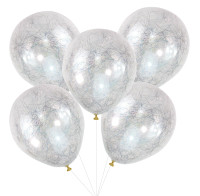 5 Silberne Engelshaar-Luftballons 30cm
