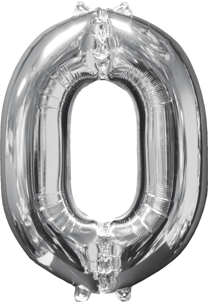 Folieballong nummer 0 silver 66cm