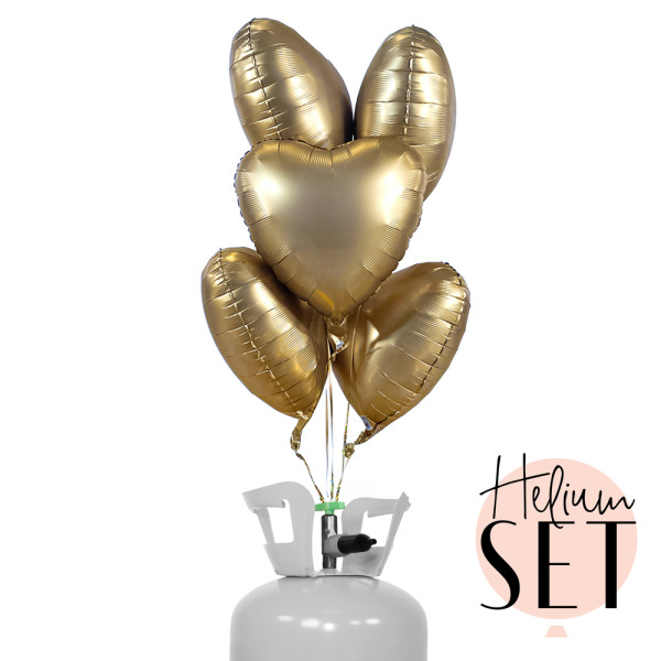 YOU´RE GOLD, Baby! mattes Herz Ballonbouquet-Set mit Heliumbehälter