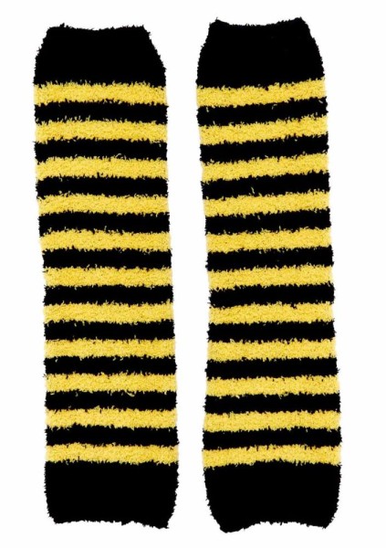 Bienen Beinstulpen Damen schwarz-gelb gestreift Kostüm-Accessoire