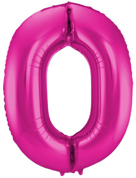 Number 0 foil balloon in magenta