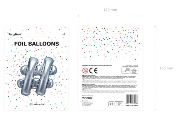 # teken folieballon zilver 35cm 4