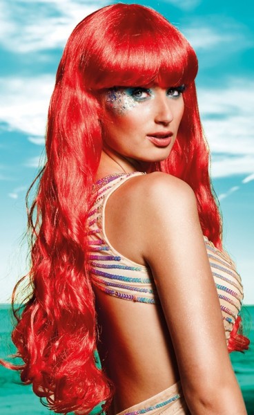 Red long mermaid wig
