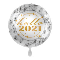 Ballon aluminium Hello 2021 réveillon du Nouvel An 45cm