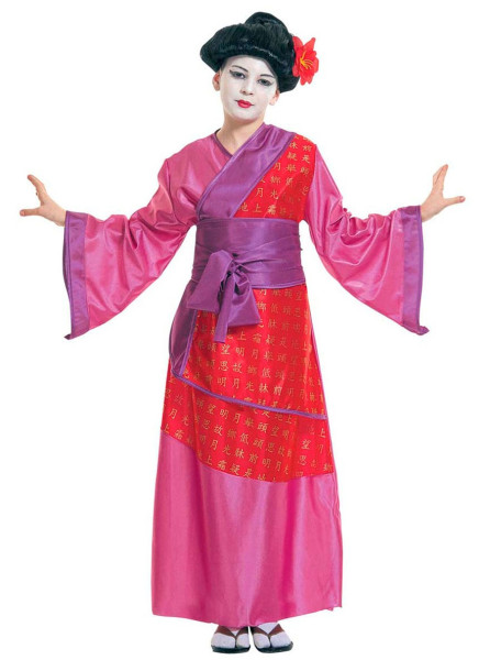 Kimono rojo rosa geisha