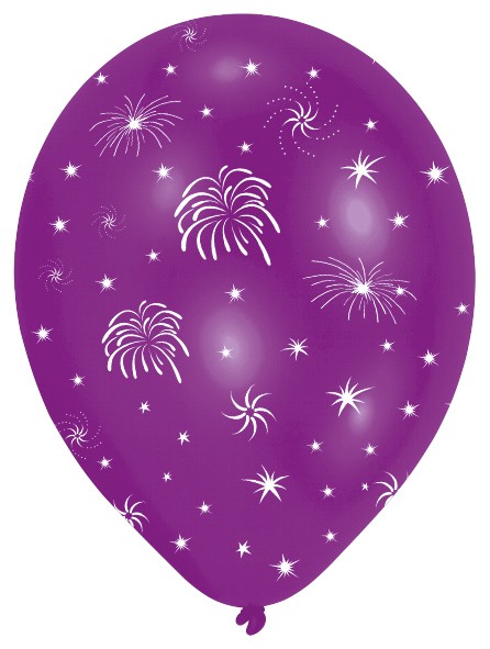 6 Silvester Feuerwerk Luftballons Bunt 27,5 cm 3