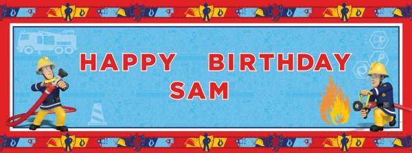 Banner personalizzabile Sam il pompiere 44,5 x 117 cm