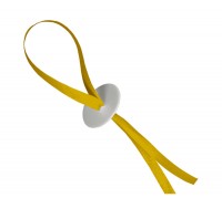 50 yellow balloon caps with ribbon
