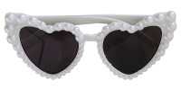 Białe perłowe okulary w kształcie serca dla Panny Młodej