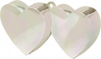 Double heart balloon weight in mother-of-pearl