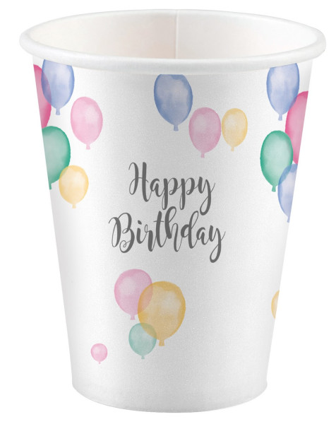 8 vasos de papel de cumpleaños pastel 250ml