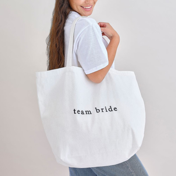 White Team Bride tote bag 55cm x 71cm