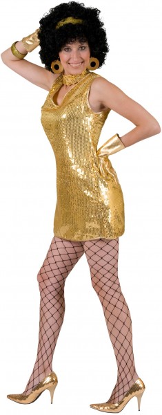 Disco Fever gouden jurk met pailletten