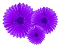 Vista previa: 3 rosetas de papel party star violeta oscuro
