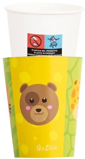 8 animal paradise paper cups 250ml
