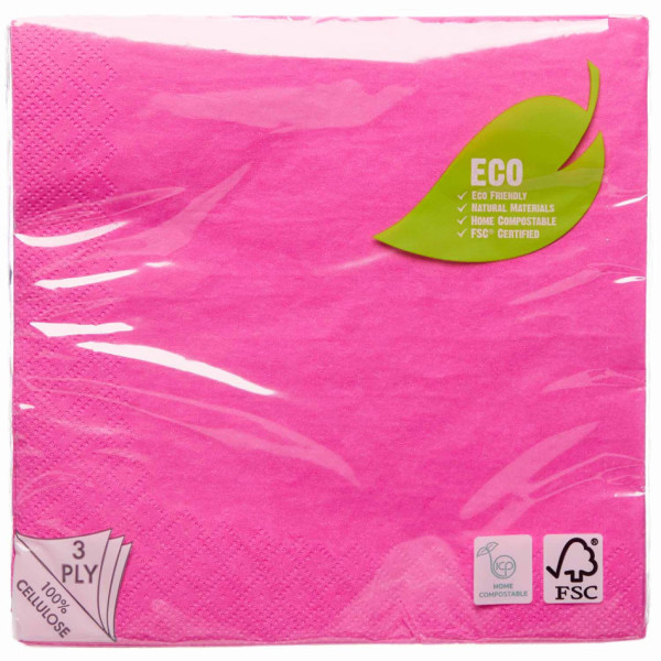 20 serviettes de table Live Pink Eco 33cm