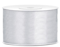 25m satin gift ribbon silver 38mm wide