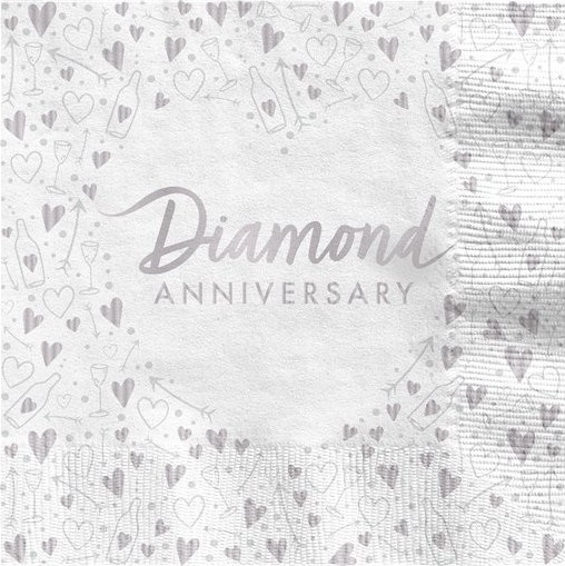 16 Diamond Anniversary Servietten 33cm
