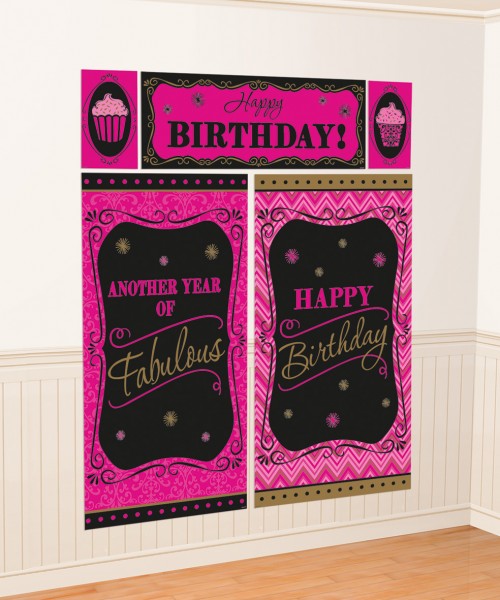 Fabulous Birthday Girl Wall Pink 5 pezzi